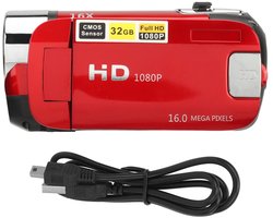 1080P Digitale Camera 16MP – 2.4 Inch Draaibaar Scherm met 16x Zoom en Vullicht – HD Video Recorder met Oplaadfunctie, Selfie Mode & Externe Microfoon Ondersteuning - Camcorder - Videocamera - Rood