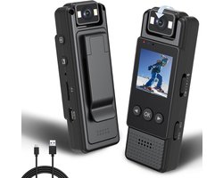 1080P Draagbare Body Camera – 1.3" Scherm – Vullicht – 180° Draaibare Lens – voor Outdoor & Rechtshandhaving (tot 128GB)