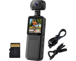 1080P HD Body Camera met Stabilisatie | 1500mAh Accu voor 5Uur Opname | WiFi & OTG Telefoonverbinding | 180° Draaibare Lens | Geschikt voor Vloggen, Motorrijden, Politie Bewijs (64GB)