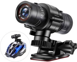 1080P HD fietscamera, actiecamera voor op de helm, 120° groothoeklens, IP66 waterdicht, ingebouwde batterij, ondersteunt 32GB TF-kaart, inclusief helm- en fietsbevestiging, geschikt voor buitensporten.