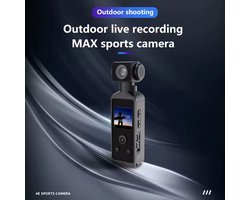 4K Ultra HD zakactiecamera - 270 ° Draaibare Vlog Mini Sport Cam - Waterdichte behuizing Helm Reizen Fiets Driver Recorder