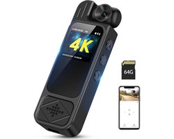 4K WiFi Body Camera – 180° Draaibare Lens – Nachtzicht & 7Uur Accu – 64GB