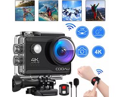 Action Camera 4K - 20MP / 30FPS / WiFi / 40M Waterdicht - Actiecamera - Onderwatercamera - Externe Microfoon - Inclusief Accessoires - Gratis App - Onderwatercamera - Beeldstabilisatie EIS - Lader - Afstandsbediening
