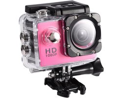 Action Camera Kit 1080P 12MP 30m Outdoor Sport Videocamera USB 2.0 Onderwatercamera Full LCD Mini Camcorder met 900mAh Oplaadbare Batterijen en Montage Accessoires Kits (Roze)