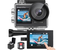 AKASO Brave 4 Pro - Action Camera - 4K - Waterdicht 40 m - Dubbel Touchscreen - Grijs
