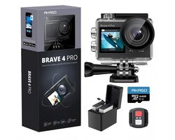 AKASO Brave 4 Pro - Action Camera 4K - Waterdicht - Dubbel Touchscreen - 64 GB - Grijs