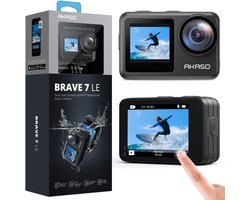 AKASO Brave 7 LE Action Camera 4K – Dubbel Touchscreen – IPX7 Waterdicht – Onderwatercamera tot 40 m – EIS – WiFi – Inclusief Accessoires