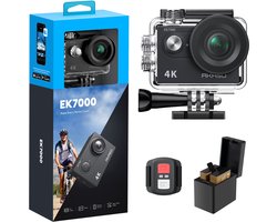 AKASO EK7000 Action Camera 4K – WiFi – Afstandsbediening – Waterdicht 30m – 4× Zoom – Onderwatercamera met Accessoireset – Zwart