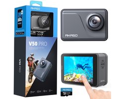 AKASO V50 Pro Action Camera 4K – WiFi – Touchscreen – EIS – 40m Waterdicht – Onderwatercamera met Spraakbesturing & Afstandsbediening – Inclusief 64GB SD-kaart & Accessoires