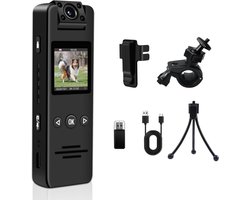 CLVP® Bodycam - Action Cam - Spycam - Bewegingsdetectie - 180º Draaibare Lens - Bodycam Politie - Full HD - Zwart