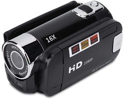 Digital Camcorder, Full HD Full HD Rotation 270° 1080P 16X High Definition Camcorder, Portable DV Video Camera with 2.7 Inch Display for Home Camping (EU Plug Black)