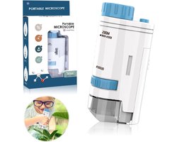 Draagbare microscoop voor kinderen 200x – zakmicroscoop met LED-verlichting – experimenteel speelgoed en educatief cadeau voor kinderen en volwassenen.