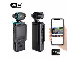 Jumalu Action Camera 360° – Full HD 1080p Bodycam & Sportcamera met WiFi – Inclusief 32GB Geheugenkaart – Draagbare Pocket Camera voor Sport, Vloggen & Outdoor