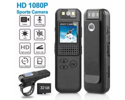 Jumalu Mini Action Camera 180° met Nachtzicht – Draagbare Full HD 1080p Sportcamera – Magnetische Fietscamera & Bodycam – WiFi – Incl. 32GB Geheugenkaart – Outdoor Vlog Camera