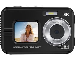 KINSI Waterdichte Actiecamera 4K met Voor Scherm - Dual Display Sportcamera voor Duiken, Fietsen en Avontuur