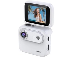 Mini 4K Sport Camera - Action Camera met Draaibaar Scherm – Vlog Camera met Beeldstabilisatie, Groothoek en Anti-Shake voor Reizen & Outdoor - Wit