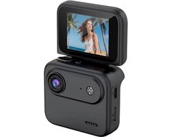 Mini 4K Sport Camera - Action Camera met Draaibaar Scherm – Vlog Camera met Beeldstabilisatie, Groothoek en Anti-Shake voor Reizen & Outdoor - Zwart