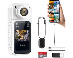 Mini Camera's - S70 2.7K Draagbare Camera - Magnetisch Ontwerp - 1.47 inch Scherm - Incl. 64GB & Halskoord - Wit