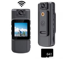 Mini draagbare actiecamera in Full HD 1080p, uitgerust met een 360° draaibare lens en beeldstabilisatie, een camera voor in je zak.