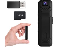 MKSS® Bodycam - Action Cam - Bewegingsdetectie - 180º Draaibare Lens - Bodycam Politie - Spycam - Full HD - Zwart