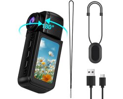 NBAP® Bodycam - Action Cam - Bewegingsdetectie - 180º Draaibare Lens - Bodycam Politie - Spycam - Full HD - Zwart