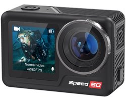 NexZone - Action Camera - 5K-Dubbele batterij -Onderwater camera - Waterdicht tot 6m zonder case 40m met Case-WiFi & Touchscreen - Actioncam - Zwart - incl accessoires