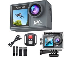 NexZone - Action Camera - Waterdicht 30m - 5K Ultra HD - Actie Camera - 60fps - Wifi - Onderwatercamera - Actioncam - Dubbel Scherm - Beelstabilisatie - Incl. Accessoires