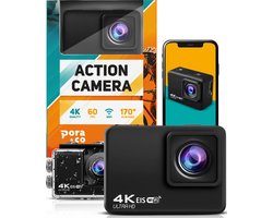 Pora&Co - Action camera - 4K - 16MP - 60FPS / 30M Waterdicht / WiFi - Inclusief Accessoires - Actiecamera - Onderwatercamera