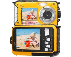 SnelShoppen - Onderwatercamera 11FT Waterdicht, Full HD 2,7K 48MP Autofocus Selfie Camera met Dubbel Scherm en Drijvende Riem - Perfect voor Snorkelen