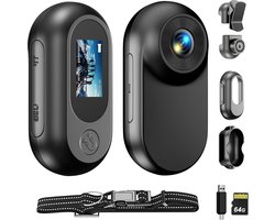 Sportcamera's - 1080P Mini Draagbare Camera - 64GB - Incl. Huisdier Halsbanden & Fietsbevestiging - Waterdicht
