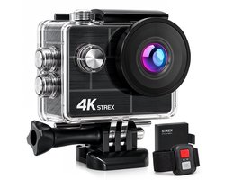 Strex Action Camera 4K 30MP - Tot 30 meter Waterdicht, EIS Stabilisatie & WiFi App - Waterdichte 60FPS Onderwatercamera - Bodycam - Actie camera