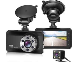 Thuys – Dashcam Voor Auto Voor En Achter – Draadloos – Full HD Gps – 4 x 9 x 6cm – Zwart