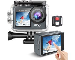 Trekvio 5K Actioncamera – Dual Screen Touchscreen – Waterdicht 30 m – WiFi – Inclusief Accessoires – Actiecamera – Onderwatercamera