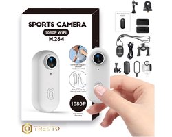 TRESTO - Mini Action camera - Recorder - HD sportcamera - Videocamera - 120° Groothoeklens - 1080P Bodycamera met magnetische lanyard-achterclip - 360° clip - Handsfree POV-camcorder met montageaccessoires voor fietsen, motorrijden, huisdieren