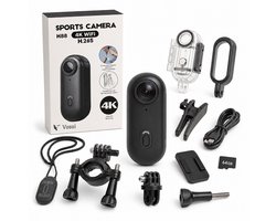 Vosoi Mini Action Camera 4K - Inc 64GB SD-Kaart - Waterdichte Bodycam met WiFi - 120° Groothoeklens - Onderwatercamera - Sport Camera voor Fietsen en Reizen