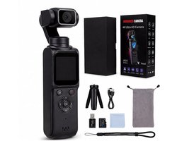 Vosoi Pocket Camera 4K Ultra HD - Action Camera met 330° Draaibare Lens - Vlogcamera - 64MP - Gezichtstracking - WiFi - Touchscreen - 32GB SD-Kaart