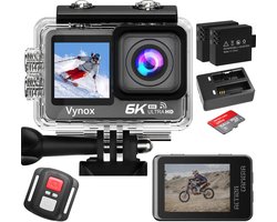 Vynox Action Camera 6K - 50MP / 60FPS / WiFi / 30M Waterdicht - Actiecamera - Touchscreen - Onderwatercamera - Inclusief Accessoires en Micro SD