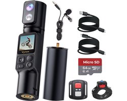 Vynox Pocket Camera 6K - 350° graden draaibare lens / 50MP / 60FPS / WiFi / Nightvision - inclusief 64GB micro SD & externe microfoon
