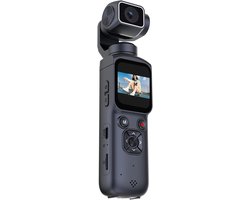 Zak 4K actiecamera 75MP | 1-as 330° lens, gezichtsvolging, snelle AF, 1,72" touchscreen, wifi naar telefoon. Draagbare vlogcamera, 2400mAh accu, compact voor reizen & buiten, zwart