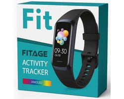 FITAGE Stappenteller - Activity Tracker - Stappenteller Horloge - Smartwatch - Dames en Heren - Zwart