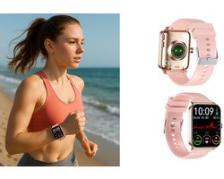 Parya Smartwatch Activity Tracker – Roze – Hartslag, Bloeddruk, Stappenteller, Meldingen & IP67 – iOS & Android – 14 Dagen Standby