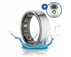 SyncGear Smart Ring - Slimme Ring voor Heren & Dames Met Oplaadcase – Menstruatiecyclus - Activity Tracker - SpO2 - Zonder Abonnementskosten - IP68 Waterdicht - Nederlandse App - Maat 7 (Europese Maat 54) - Kleur: Zilver