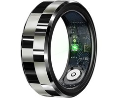 WizBay Premium Select® Aluminium Zwart Zilver Smart Ring – Dames Heren – Oplaad Case - Hypoallergeen - Hartslag & Slaap Monitor - IP68 Waterdicht - O2 Meting - Gesture Functie - Multiple Sport Modi - #11