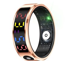 WizBay Premium Select® Rosé Goud Color LED Smart Ring – Dames Heren – Oplaad Case - Hypoallergeen - Hartslag & Slaap Monitor - IP68 Waterdicht - Bloeddruk O2 Meting - Gesture Functie - Multiple Sport Modi - #8