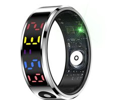 WizBay Premium Select® Zilver Color LED Smart Ring – Dames Heren – Oplaad Case - Hypoallergeen - Hartslag & Slaap Monitor - IP68 Waterdicht - Bloeddruk O2 Meting - Gesture Functie - Multiple Sport Modi - #10