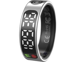 WizBay Premium Select® Zilver Touch LED Smart Ring – Dames Heren – Oplaad Case - Hypoallergeen - Hartslag & Slaap Monitor - IP68 Waterdicht - O2 Meting - Gesture Functie - Multiple Sport Modi - #11