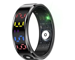 WizBay Premium Select® Zwart Color LED Smart Ring – Dames Heren – Oplaad Case - Hypoallergeen - Hartslag & Slaap Monitor - IP68 Waterdicht - Bloeddruk O2 Meting - Gesture Functie - Multiple Sport Modi - #12