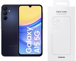 Samsung Galaxy A15 5G - 128GB - met Clear Case - Blue black
