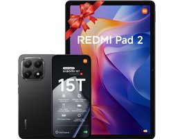 Xiaomi 15T - 12GB/256GB - Zwart + Redmi Pad 2 - 256GB - Grijs