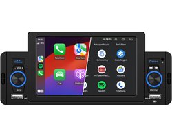1-Din autoradio met CarPlay & Android Auto | 5 INCH Touchscreen | Bluetooth & USB | Inclusief Achteruitrijcamera